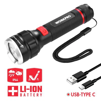 Đèn pin nhôm có thể sạc lại tập trung kỹ thuật số 750LM